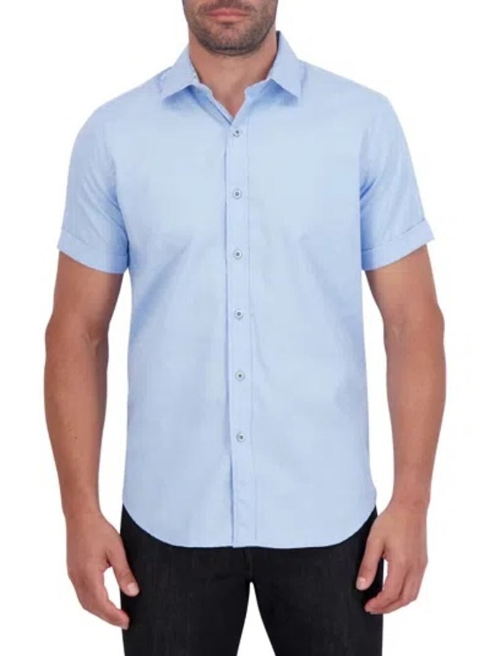 Robert Graham Windsor 2 Short Sleeve Button Down Shirt In Light Blue Size M